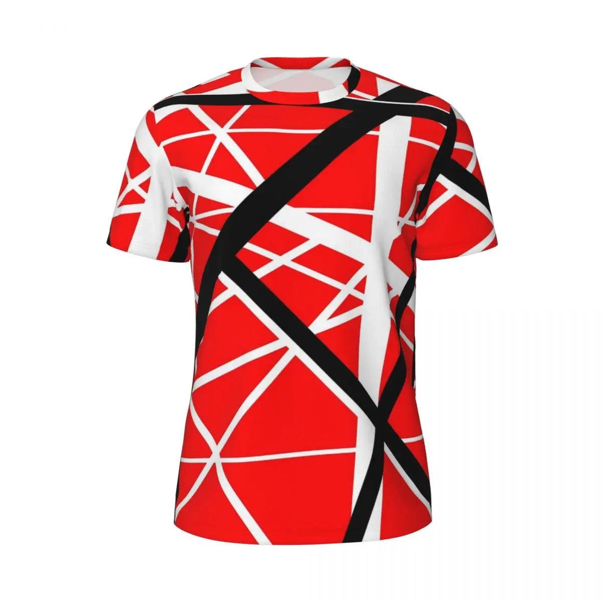 Van Halen T Shirt Red Black and White Line Art Trendy Cool Gym T Shirts Short Sleeve Quick Dry Tops Summer Street Style Top Tees - Lizard Vigilante