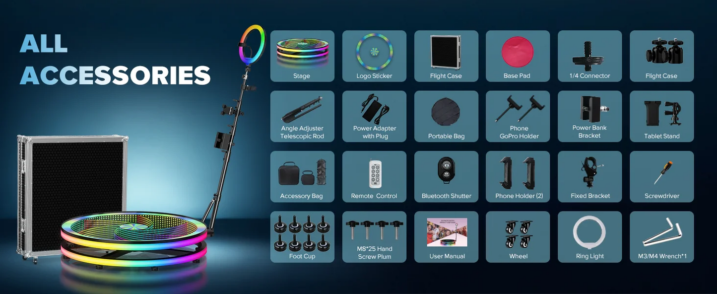 Lizard Vigilante: 360° Chaos Cam Rig – RGB Jet-Spin Ring Light Booth (Party Destruction Machine V1) - Premium photobooth from dsers - Just $2438.99! Shop now at Lizard Vigilante