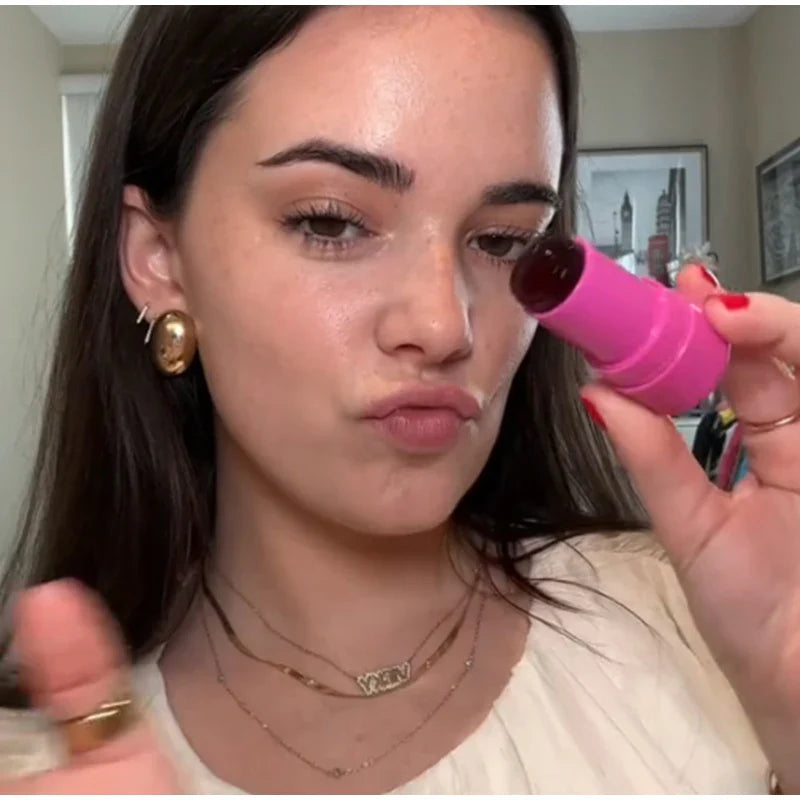 Milk Jelly Lipstick Blush Stick Moisturized Blusher Rouge Cream Shimmer Powder Blusher Stick Beauty Makeup for Women and Girls