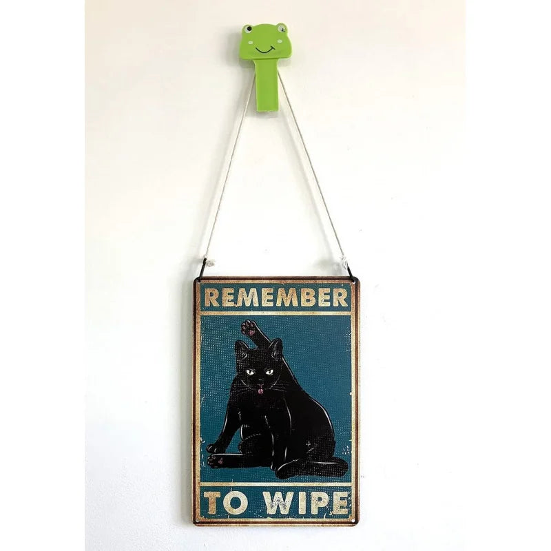 Retro Black Cat Bathroom Sign – "Remember to Clean" Iron Wall Art Decoration - Premium sign from Lizard Vigilante - Just $24.99! Shop now at Lizard Vigilante