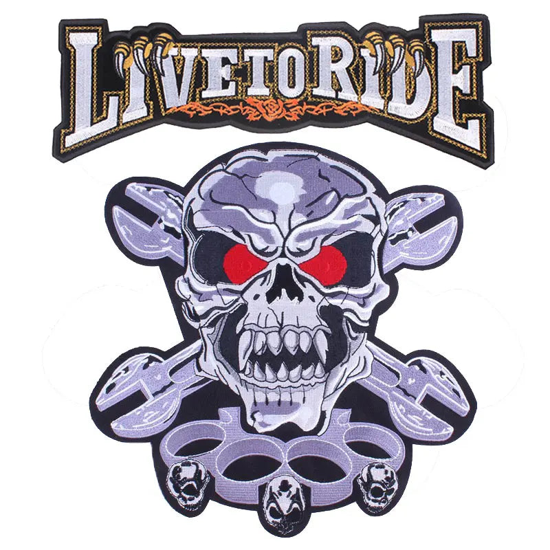 Punk Biker Patch Iron/Sew On Embroidery Patches On Clothes Skull Big Pacthes For Jacket Applique DIY Rock Large Back Pacth Badge - Lizard Vigilante