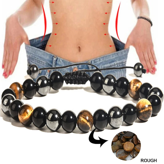 Power Up Your Life: Natural Tiger Eye, Hematite, & Obsidian Magnetic Bracelet - Premium obsidian bracelet from Lizard Vigilante - Just $22.99! Shop now at Lizard Vigilante