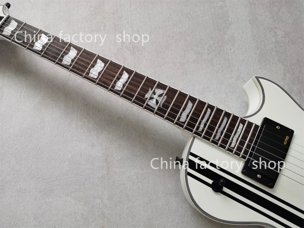 Iron Cross Valkyrie Pro — White Warhammer Single-Cut Guitar With Mahogany Core & Midnight Hardware