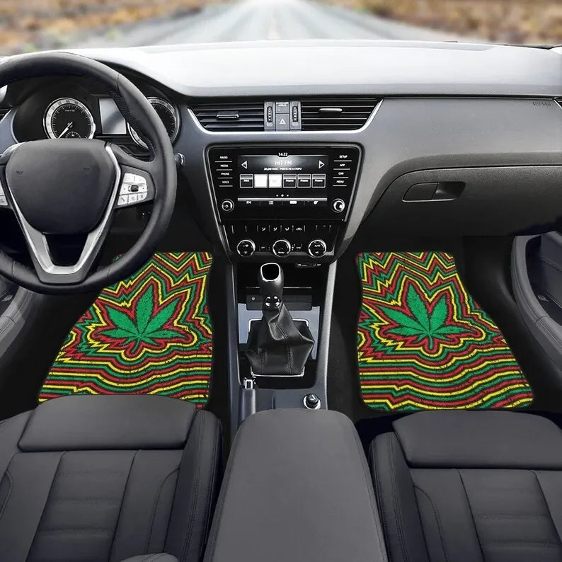 Vibrant Rasta Cannabis Car Floor Mats – Set of 4, Colorful Marijuana Mats for Cars, Trucks, Vans, and SUVs - Premium floor mats from Lizard Vigilante - Just $38.88! Shop now at Lizard Vigilante