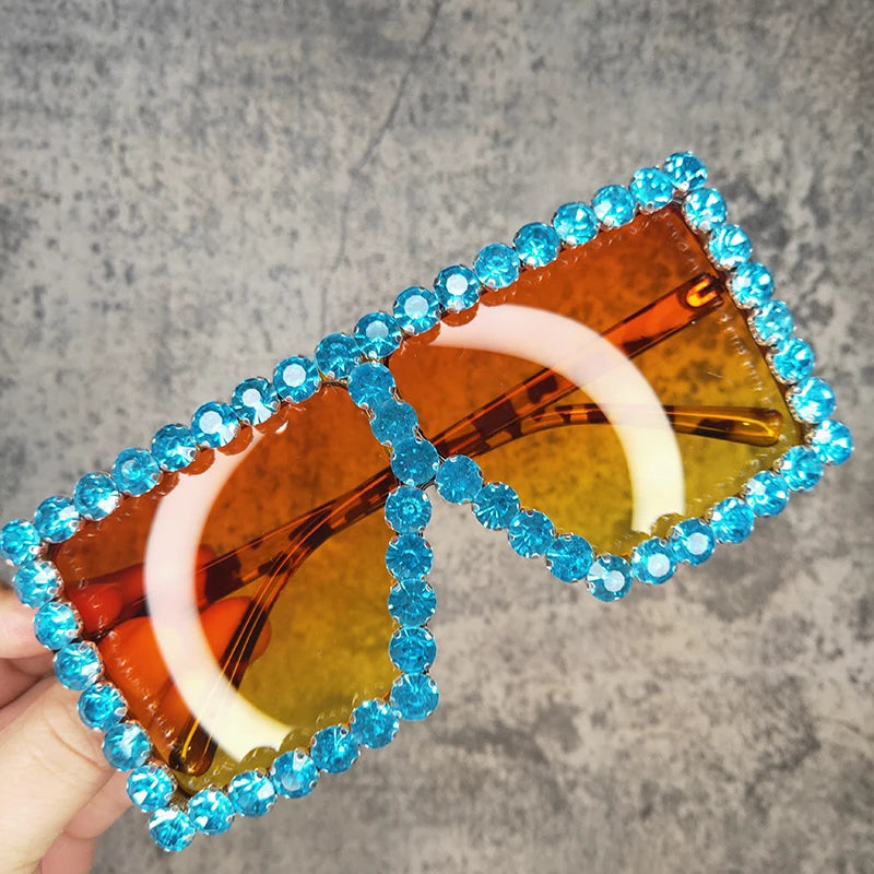 Oversized Glitter Crystal Sunglasses Women Square sunglasses Bling Rhinestone Sun Glasses For Woman Luxury Fashion Shade UV400 - Premium sunglasses from Lizard Vigilante - Just $19.79! Shop now at Lizard Vigilante