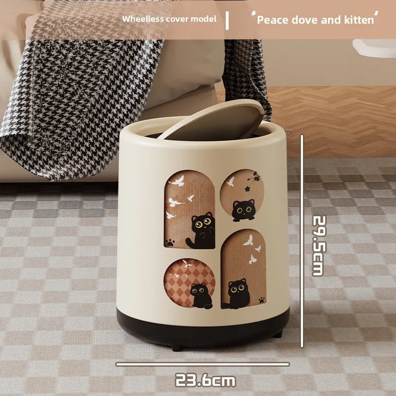 Premium Household Trash Can - Stylish Lidded Waste Bin with Wheels, Oversized Multipurpose Garbage Bin for Living Room & Bedroom