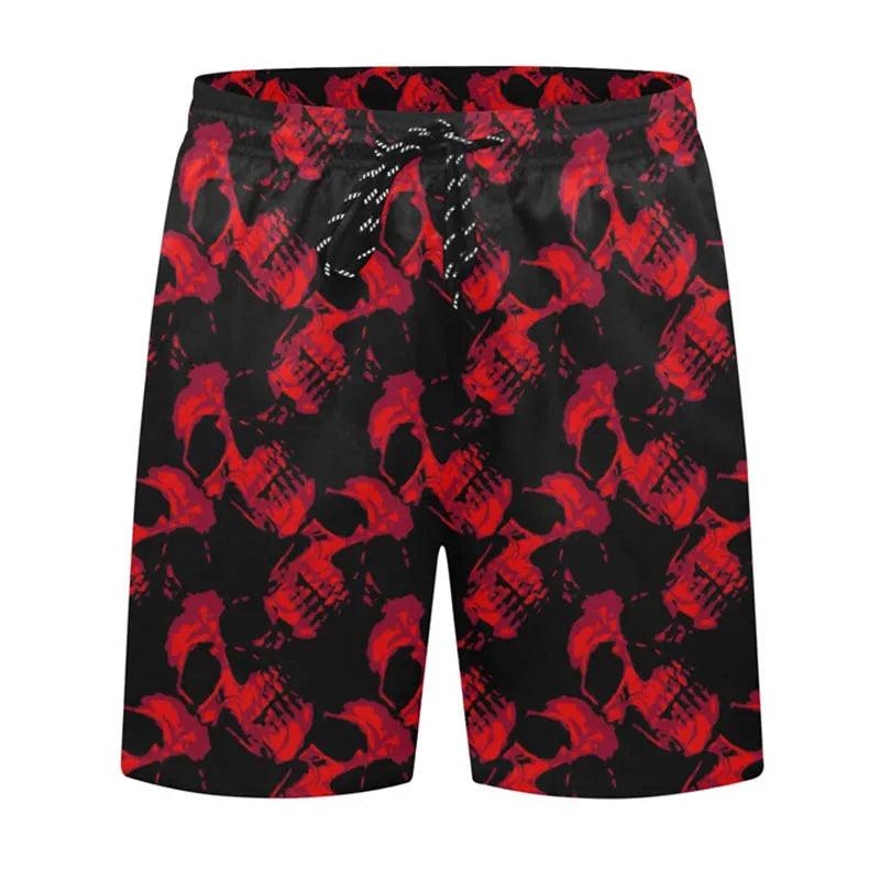 Skull Flowers 3D Printed Casual Shorts Summer Unisex Street Gothic Cool Sports Shorts Skateboarding Short Pants Man Unisex - Lizard Vigilante