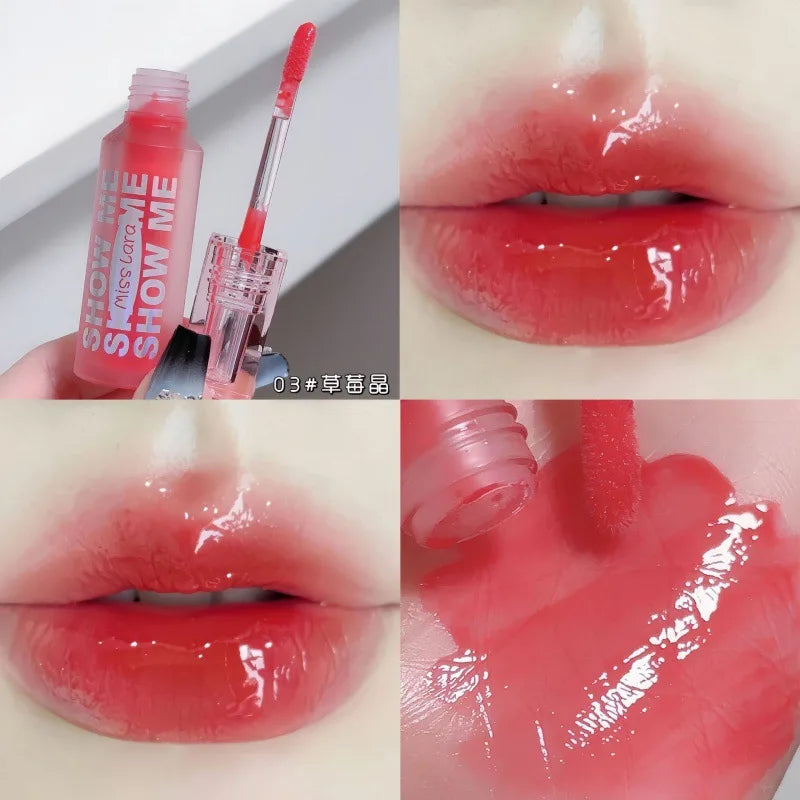 MISS LARA Show Me Cheap Lipstick Mirror Watery Glass Lip Gloss Moisturizes Whitens Atmosphere Pure Girly Lip Gloss Cosmetics Hot