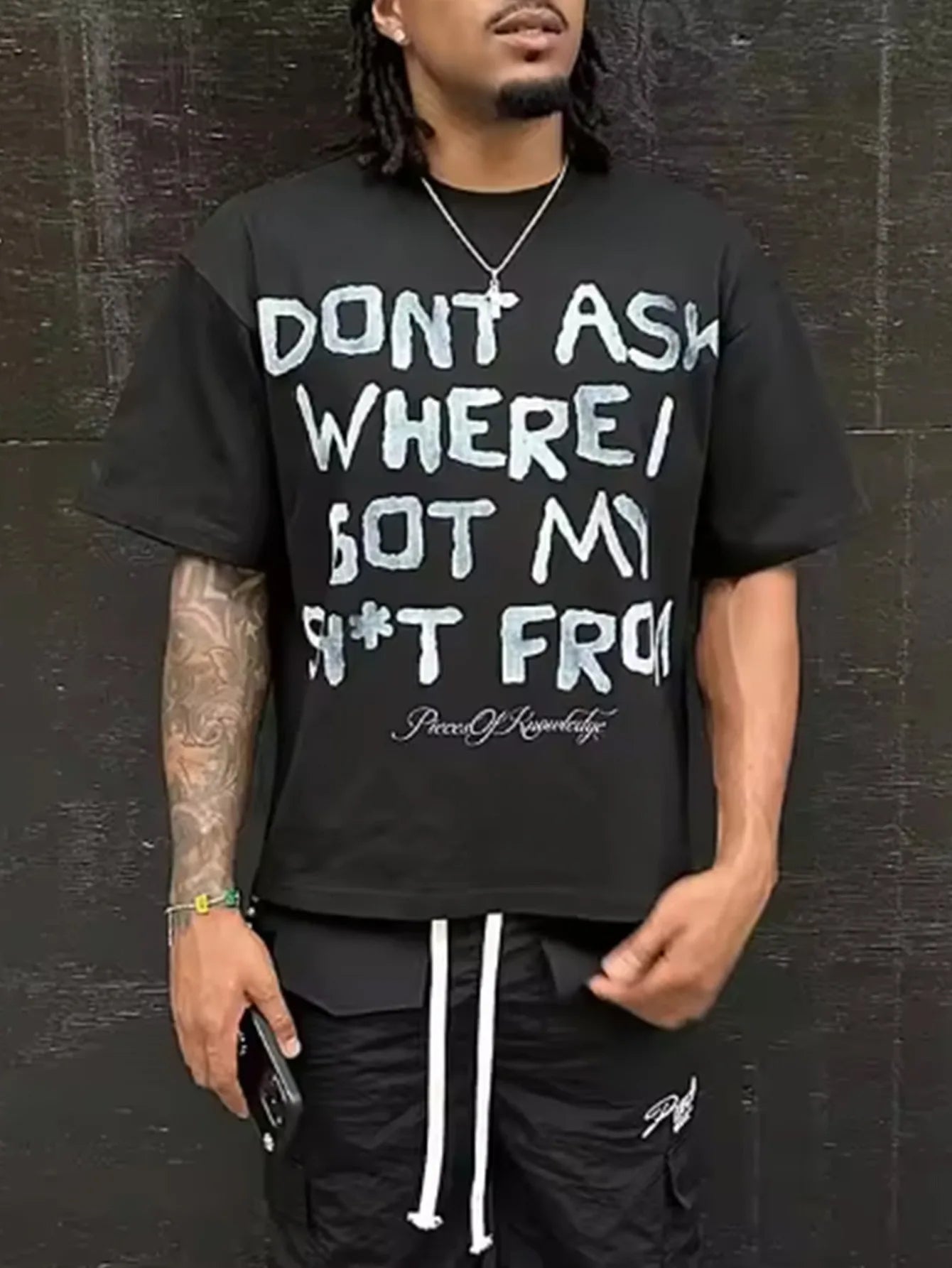 Street Chaos 300G Cotton Crew Tee – Y2K Hip-Hop Metalwave Grind for the Brave