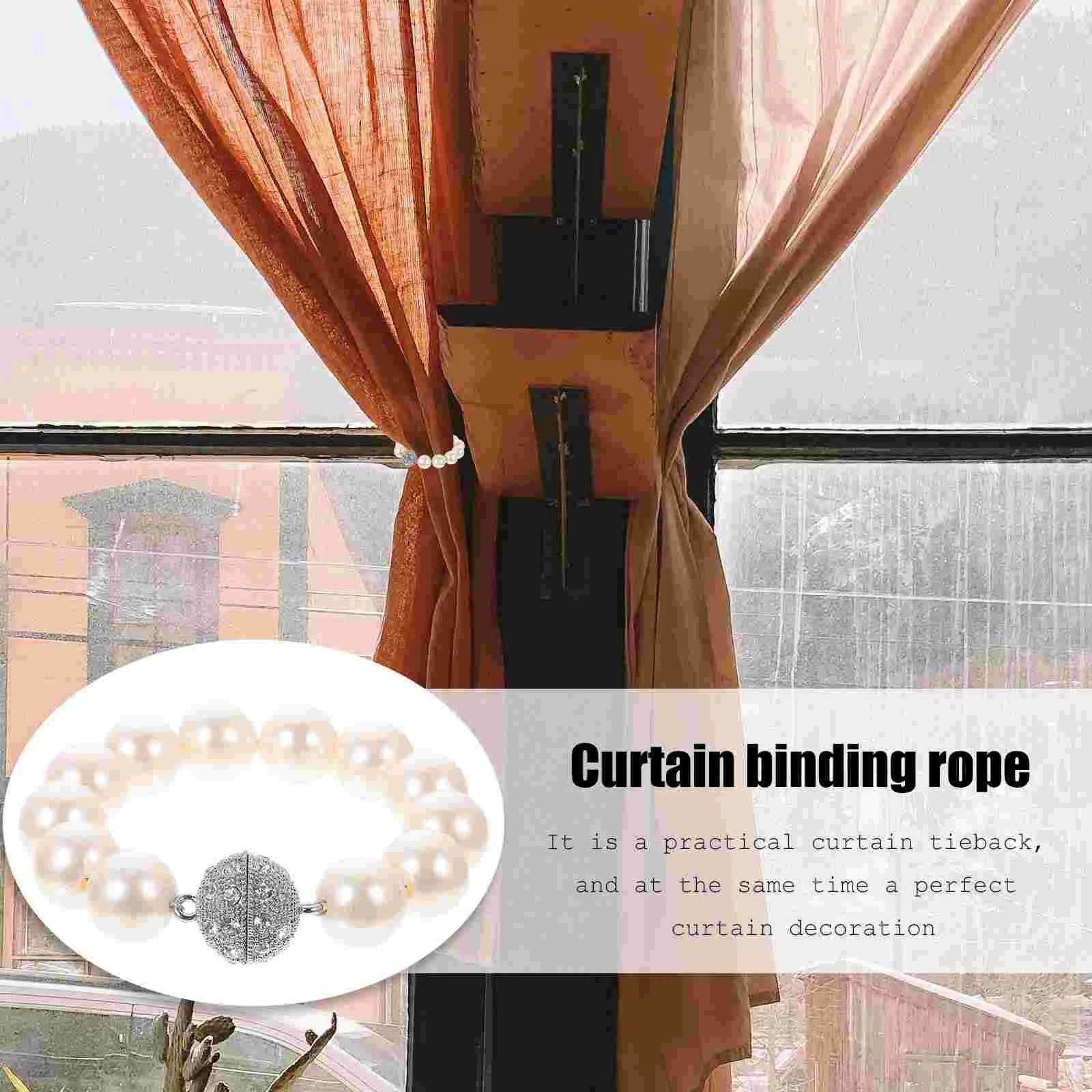 Strain US Magnetic Curtain Rod Tie Fake Pearl Tieback Chic Buckle Holder Clip Punch-free Ornament White Elegant Decors - Premium  from Lizard Vigilante - Just $2.99! Shop now at Lizard Vigilante