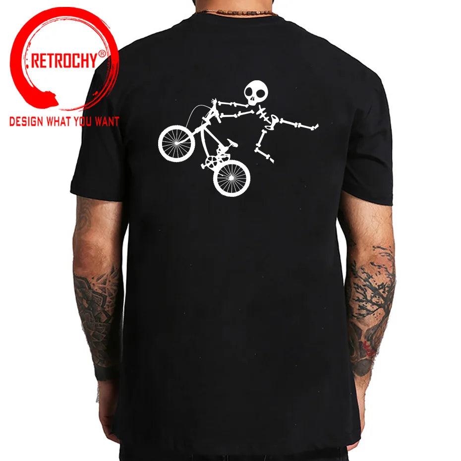 Skeleton Alien BMX Cycle Bike T-Shirt Custom Short Sleeve MTB Skull Biker TShirt Funny Fall O Neck Cotton T Shirt for Men - Lizard Vigilante