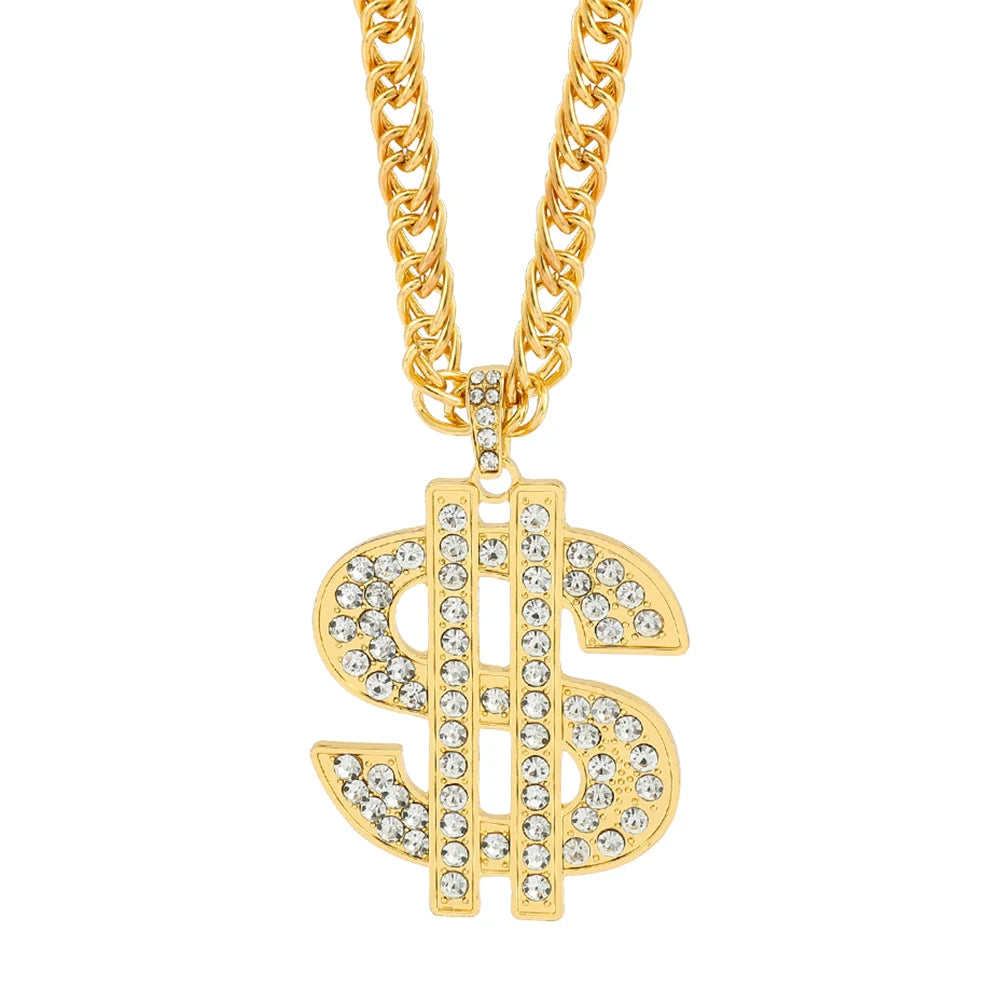 Hip Hop Rap Gold Color US Dollar Pendant Necklace Luxury Rhinestones Dollar Money Symbol Necklace for Rock Jewelry Accessories - Premium  from Lizard Vigilante - Just $4.99! Shop now at Lizard Vigilante