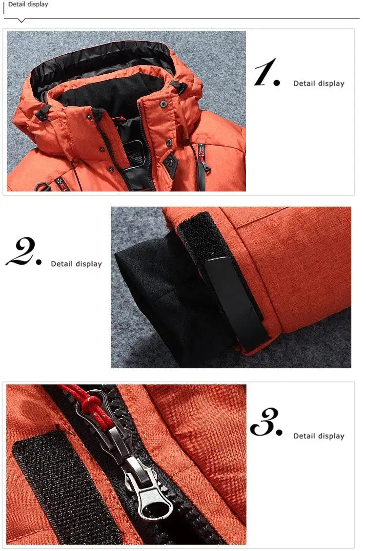 -20 Degree Winter Down Coat Men White Duck Down Parkas Jacket Mens Thick Warm Snow Parka Jacket Overcoat Windbreaker Warm Parkas