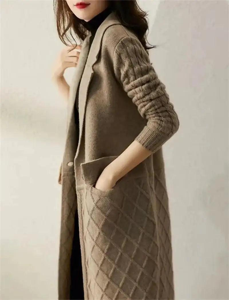 Korean French Style Cashmere Sweater Ladies Wool Windbreaker Cardigan New Autumn Winter Women Knitted Sweater Long Cardigan Coat