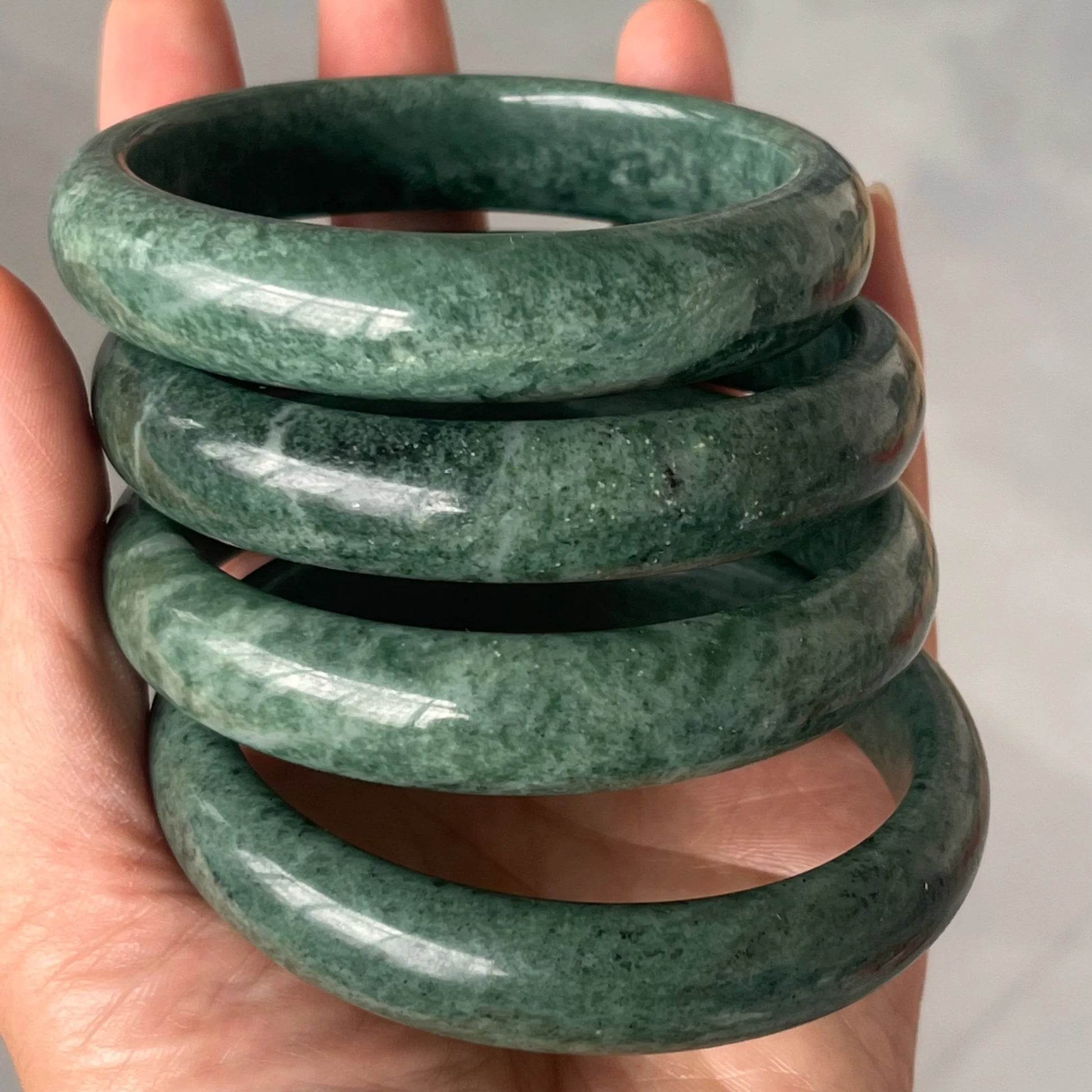 Natural Green Jade Bangle - Genuine Myanmar Jadeite Healing Gemstone Bracelet for Women, Classic Round Fine Jewelry - Premium Bracelet from Lizard Vigilante - Just $19.88! Shop now at Lizard Vigilante