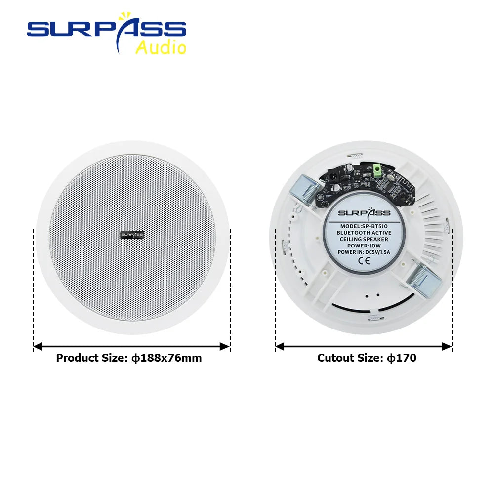 Built-in Class-D Amplifier Full Range Bluetooth-compatible Ceiling Speaker Horn For Home Theater Background Music Good Quality - Premium  from Lizard Vigilante - Just $61.99! Shop now at Lizard Vigilante