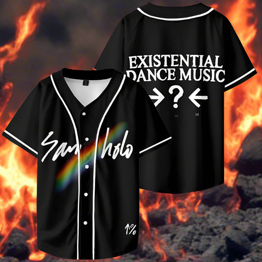 San Holo Existential Dance Music Jersey – Ultra-Light Harajuku Baseball Button-Up for Men & Women | Perfect for EDM Festivals - Premium jersey from Lizard Vigilante - Just $38.88! Shop now at Lizard Vigilante