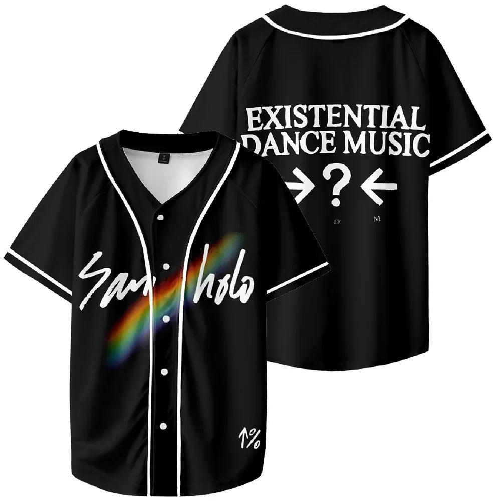 San Holo Existential Dance Music Jersey – Ultra-Light Harajuku Baseball Button-Up for Men & Women | Perfect for EDM Festivals - Premium jersey from Lizard Vigilante - Just $38.88! Shop now at Lizard Vigilante