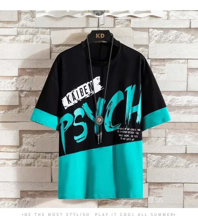 Men Casual T Shirt Letter Printed T-Shirt Hip Hop Y2K Streetwear Fashion Sport Gym Summer Washed Tops Men Clothing Trends 반팔 남자