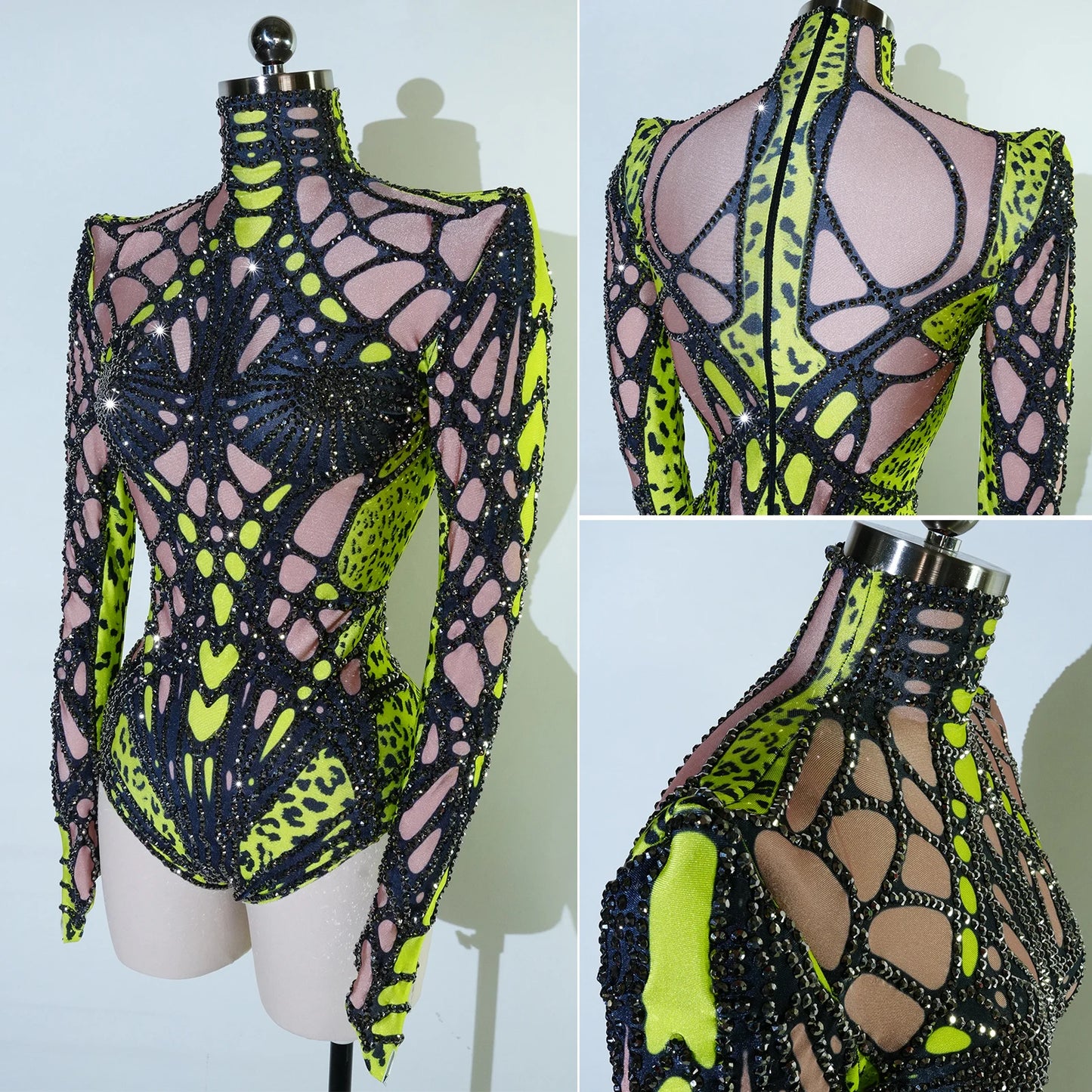 💎 Toxic Glow Rhinestone Armor Bodysuit: The Stage Domination Skin