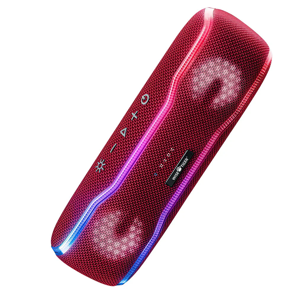 WISETIGER Bluetooth Speaker Outdoor IPX7 Waterproof 25W BT5.3 Loudspeaker Stereo Surround Speaker with Cool Pulsing EQ Lights