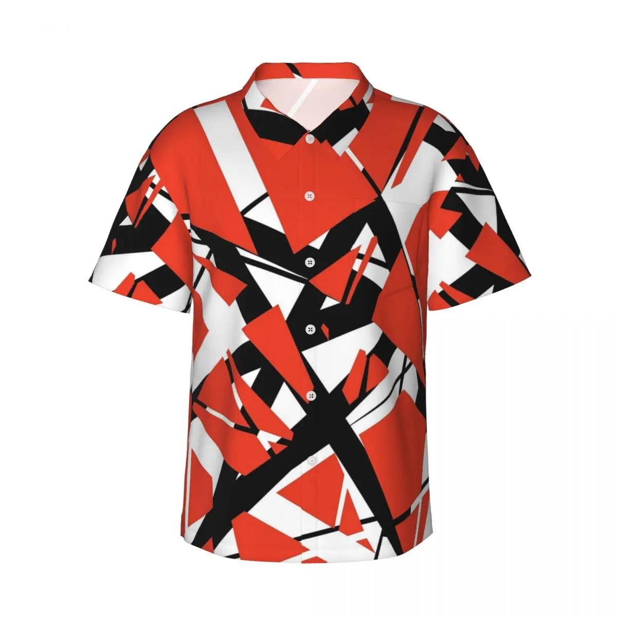 Summer Beach Van Shirt Halen Vans Lines Print Cool Blouse Casual Shirts Male Short Sleeve 1984 Street Clothing - Lizard Vigilante