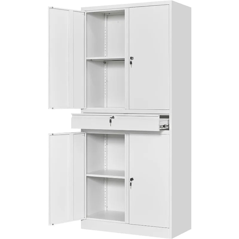 Metal Garage Storage Cabinet with Locking Doors and Adjustable Shelves, Tool Storage Cabinet with 1 Drawer - 71" Steel Locking - Premium cabinet from Lizard Vigilante - Just $269.99! Shop now at Lizard Vigilante