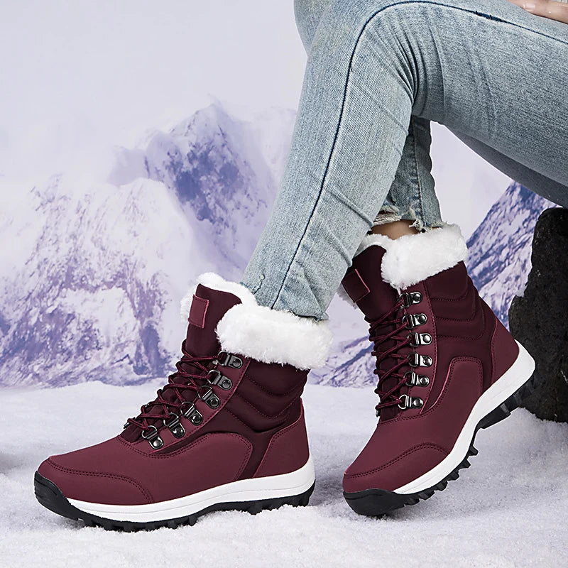 Velvet Throne High-Top Winter Snow Boots – Queen of Warmth Waterproof Hiking Kicks for Winter Wanderlust - Premium boots from Lizard Vigilante - Just $71.08! Shop now at Lizard Vigilante