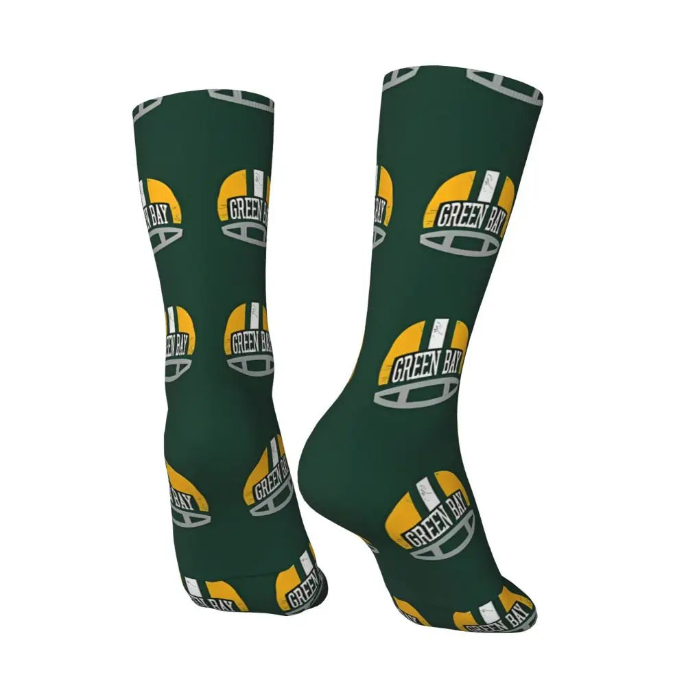 Green Bay Helmet Vintage Crew Socks for Men – Casual Gift - Premium socks from Lizard Vigilante - Just $22.88! Shop now at Lizard Vigilante