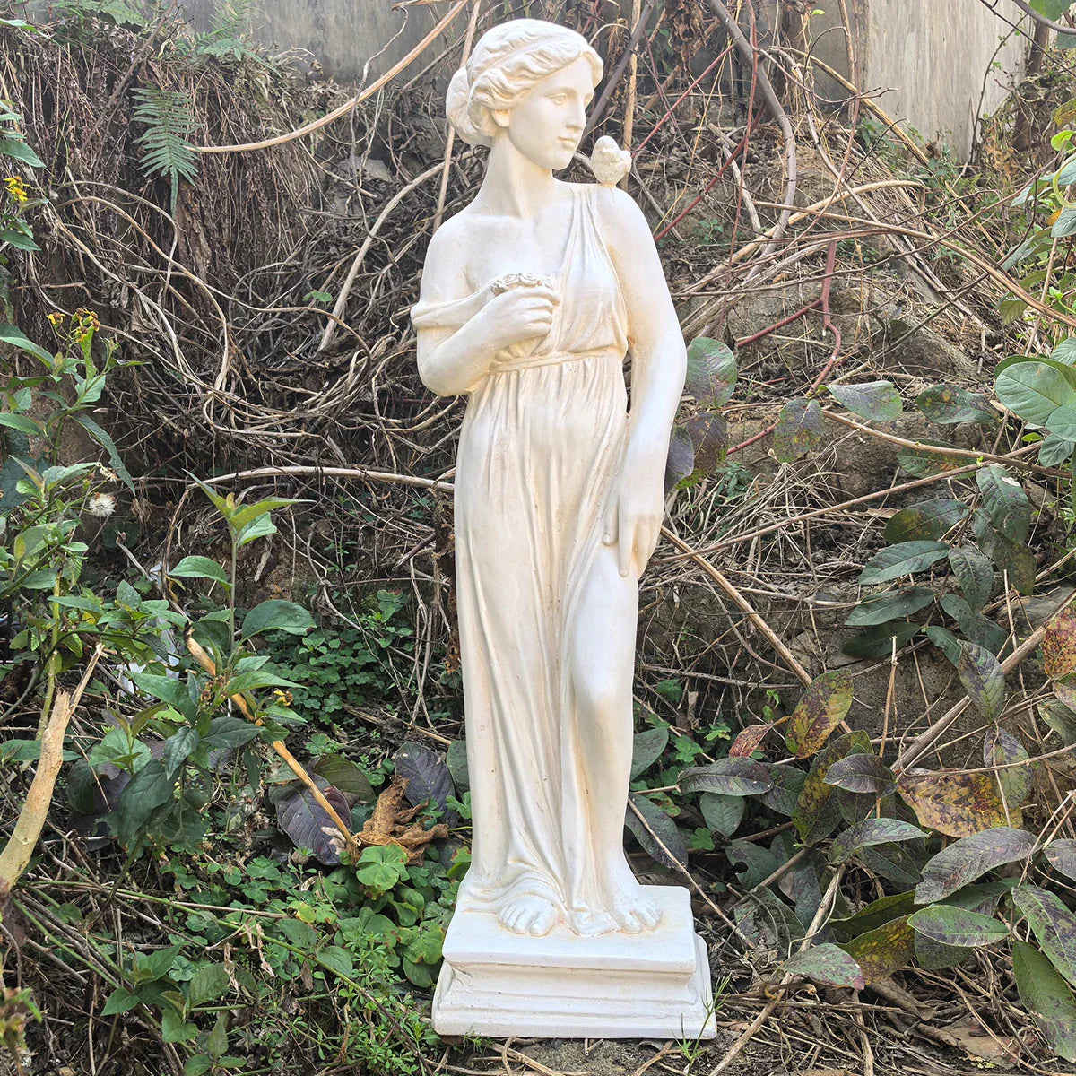 Outdoor Garden Statue, Nymph Sculpture Goddess of Greek Mythology Roman Style Outdoor Patio Yard Lawn Porch Decor, Ivory