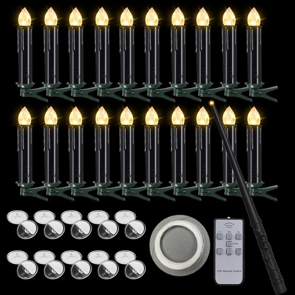 LED Floating Candle for Home Decoration, Flickering Flame, Timing Remote, Battery Operated, Halloween, Christmas,Black Candle