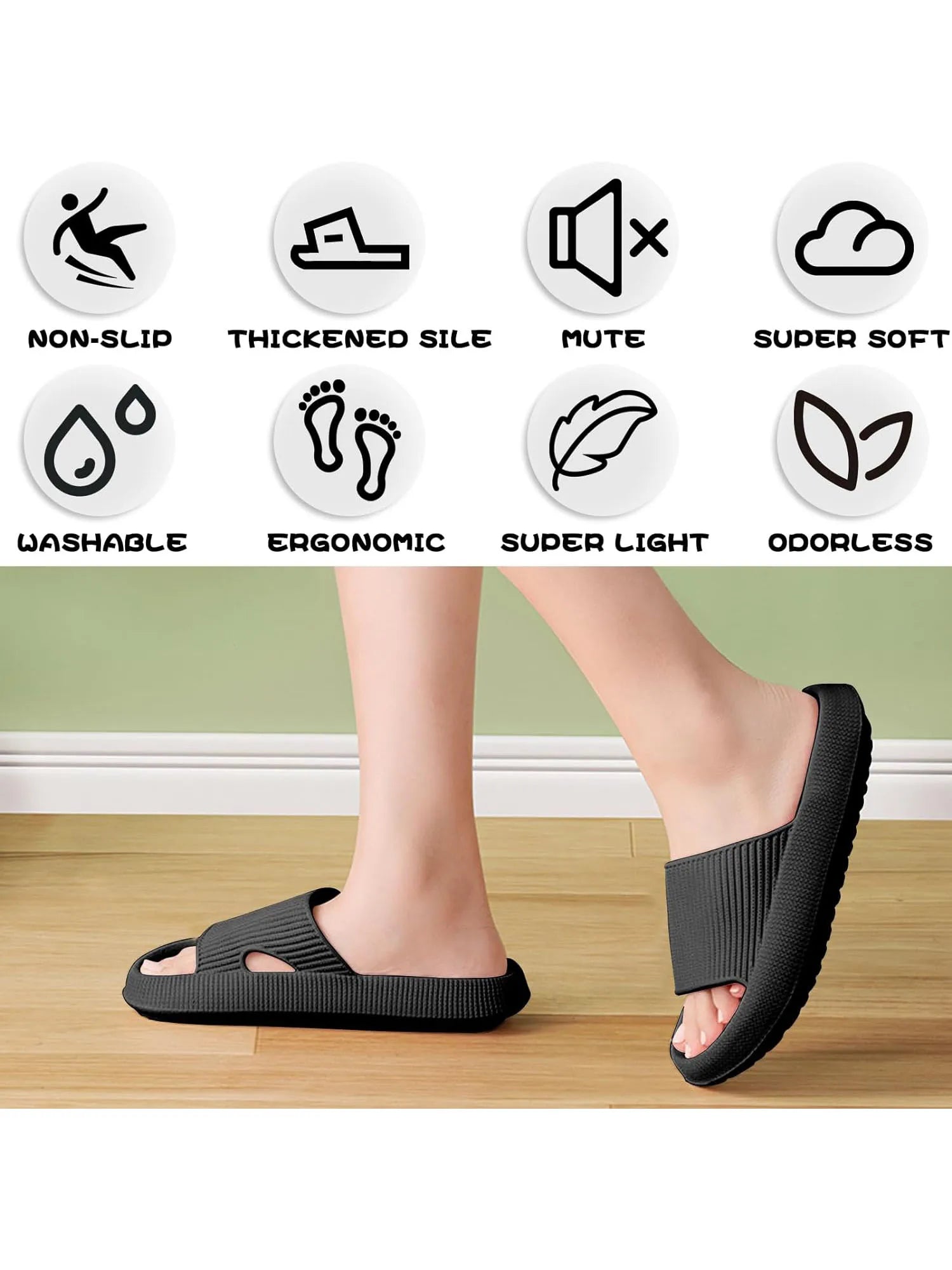 SROTER Cloud Sliders Non-Slip Soft Flip Flops for Men and Women – Thick Sole Shower Bathroom Slippers - Premium slippers from Lizard Vigilante - Just $29.88! Shop now at Lizard Vigilante