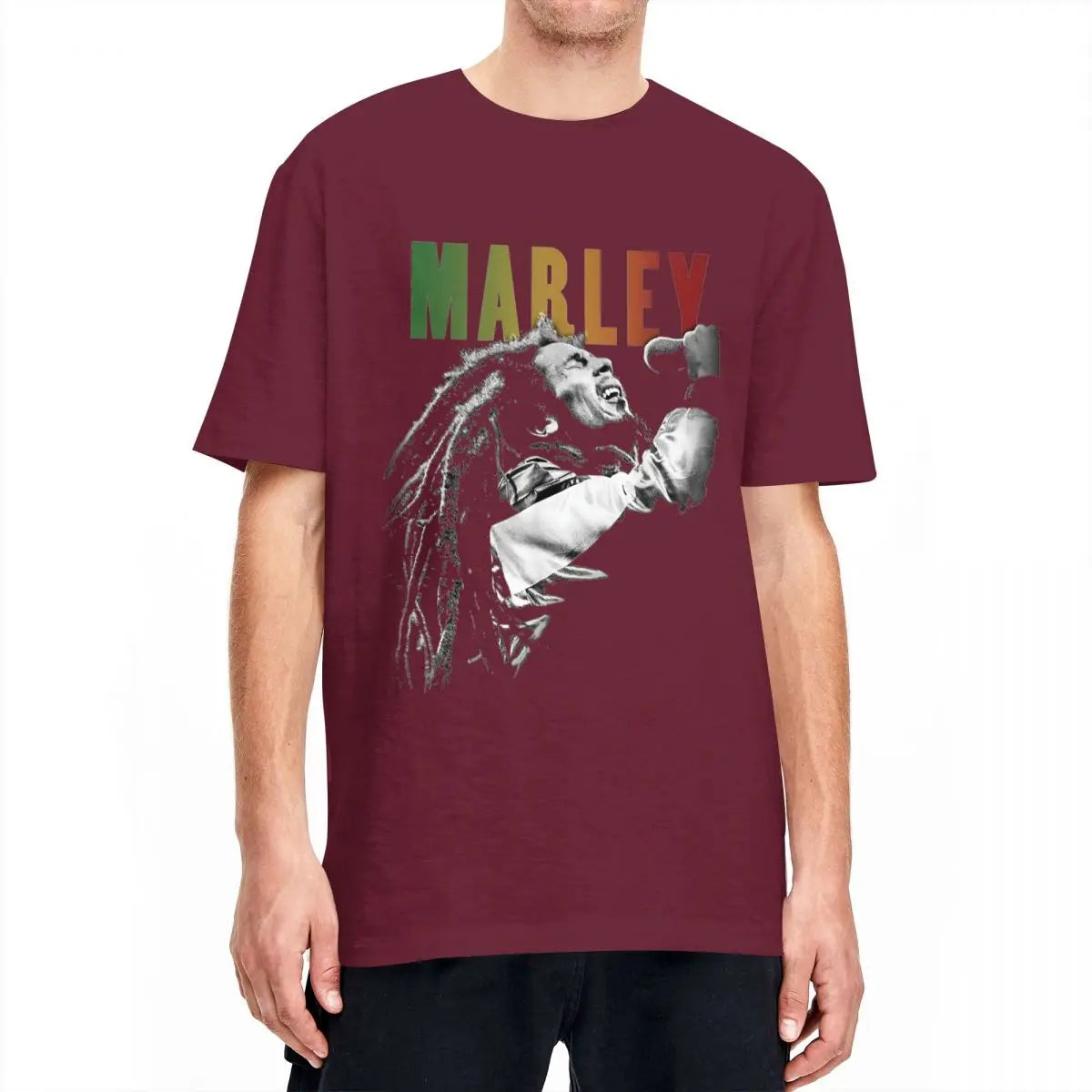 Bob Marley Harajuku Music T-Shirt – Men’s 100% Cotton Short Sleeve Cool Summer Tee - Premium T-Shirt from Lizard Vigilante - Just $23.88! Shop now at Lizard Vigilante