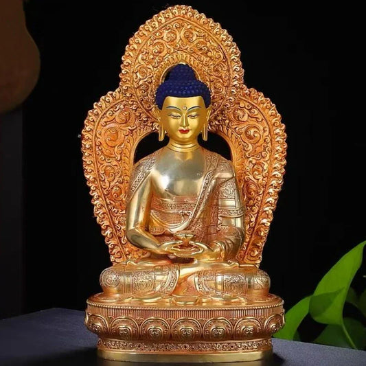 Amitabha Buddha Statue Buddhist Item,Backlight Brass Exquisite Nepal Tantric Altars Home Decorative Amitabha Buddha Figurine