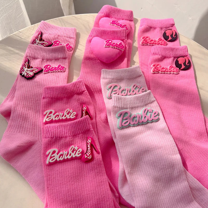 Barbie Socks Cute Pink Kawaii Women Knitted Stockings Fashion Ins Girl in Tube Socks Autumn and Winter Warm Soft Gift for Friend - Premium socks from Lizard Vigilante - Just $15.99! Shop now at Lizard Vigilante