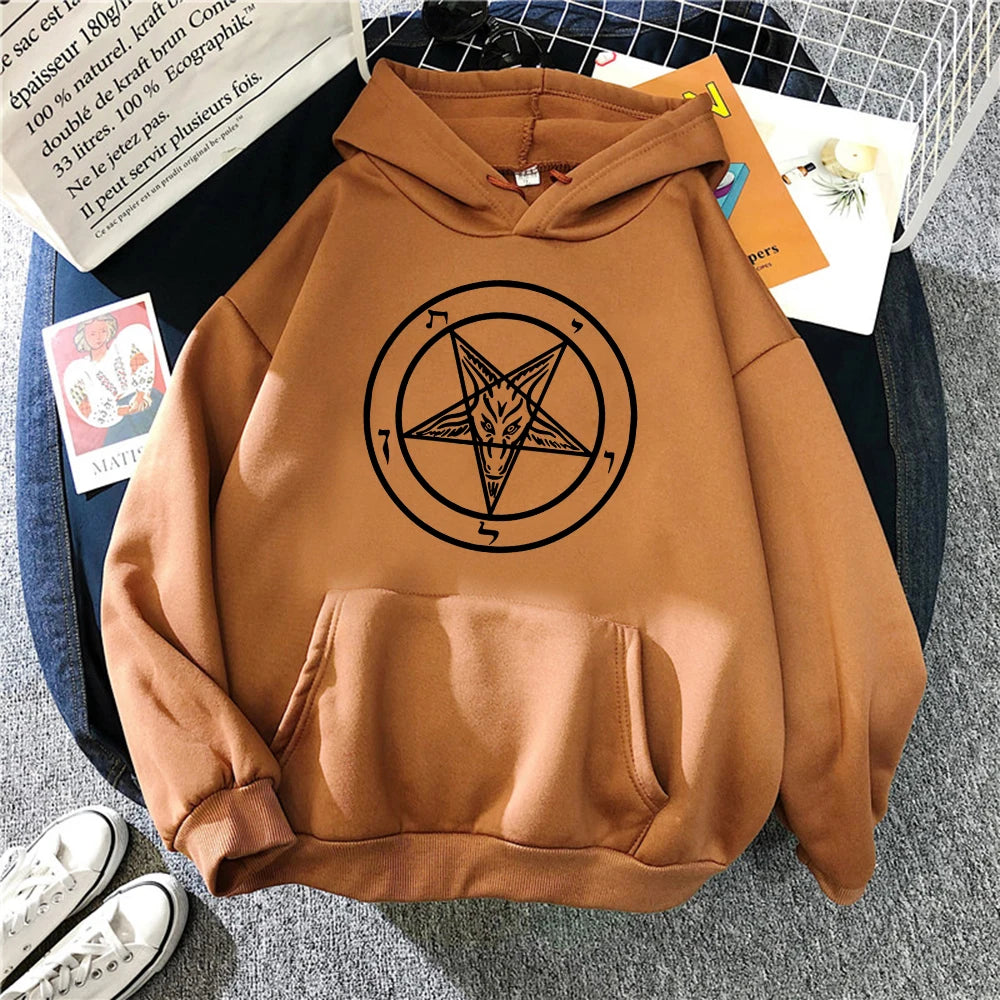 Pentagram Gothic Occult Satan Printed Women Hoodies All-match Street Style Female Pullover Casual Clothing Harajuku Unisex Tops - Premium hoodie from Lizard Vigilante - Just $39.99! Shop now at Lizard Vigilante