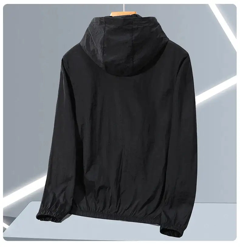 2023 Summer Men's Windbreaker Big Size Sun Protection Clothing Korean Style Ultra-thin Streetwear Zipper Hooded Jackets Man