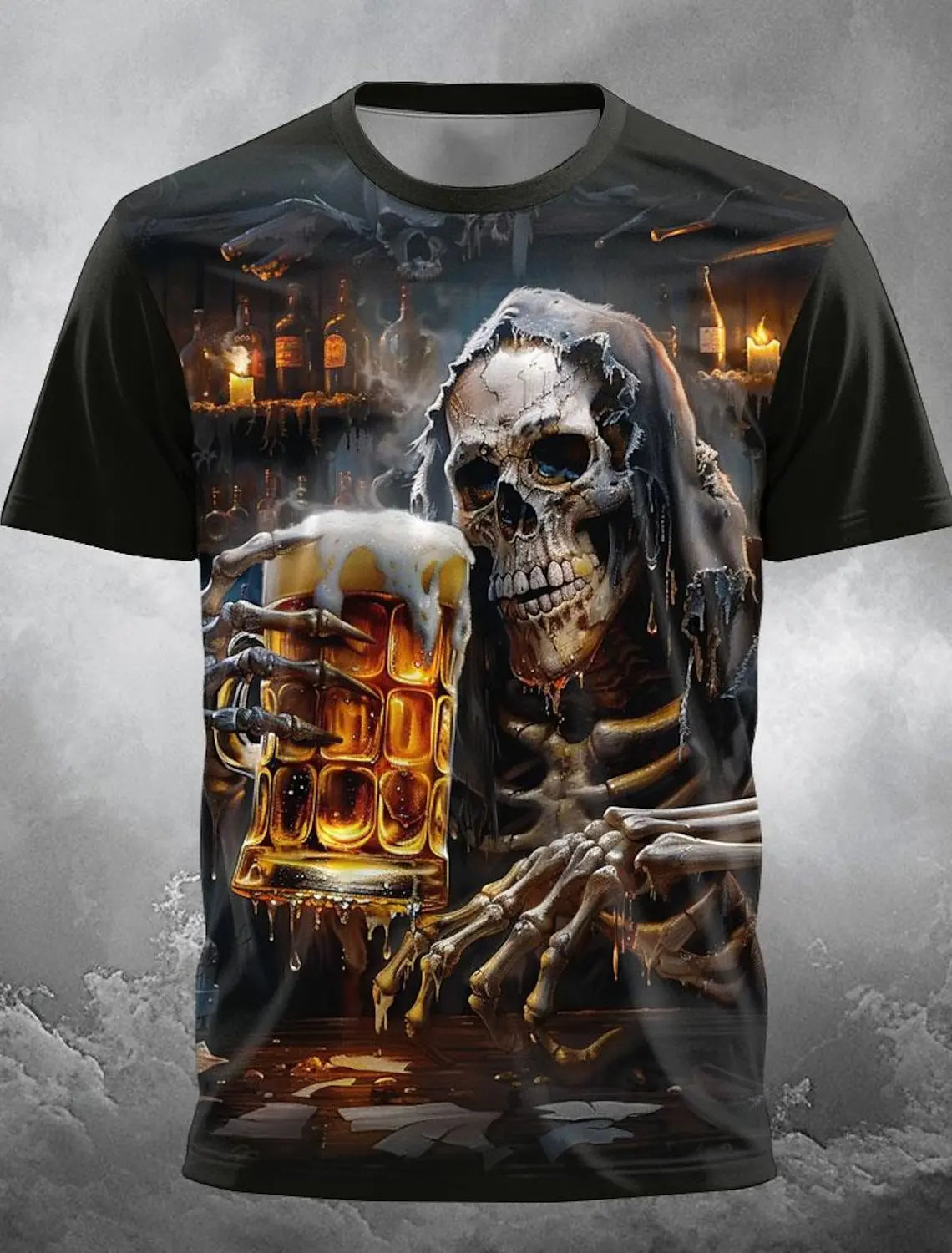 Skull Beer Festival Beer Designer Gothic Men's 3D Printed T-shirt Party Street Casual T-shirt Short Sleeve Round Neck Shirt Tops - Premium  from Lizard Vigilante - Just $2.99! Shop now at Lizard Vigilante