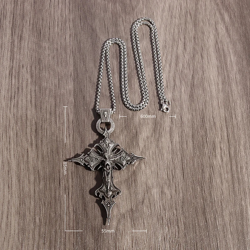 Goth Cross Skull Pendant Necklace for Men Fashion Party Trend Vintage Punk Gothic Jewelry Halloween Gifts - Premium pendant from Lizard Vigilante - Just $19.99! Shop now at Lizard Vigilante