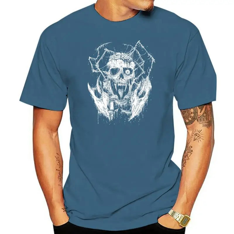 One-Eyed Skull Death Metal T-Shirt – Gothic Rock Band Tee for Men and Women | Casual Black Graphic Tee - Premium T-shirt from Lizard Vigilante - Just $23.88! Shop now at Lizard Vigilante