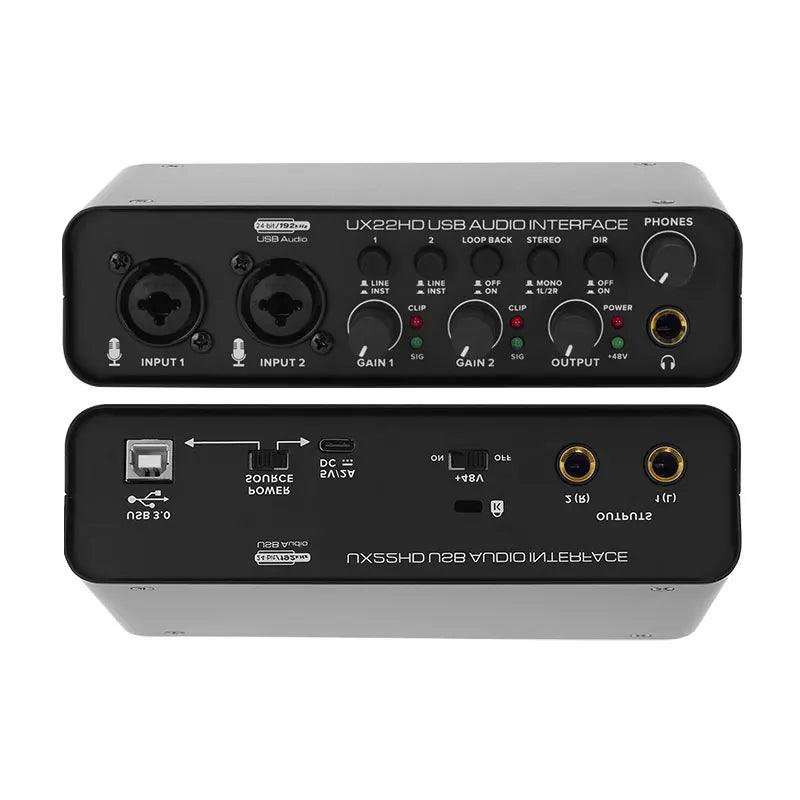 Uncomplicated Audio Interface Sound Card 24-bit/192KHz AD Converter, UX22 Electric Guitar Live Recording Professional Studio Singing, Podcast - Lizard Vigilante