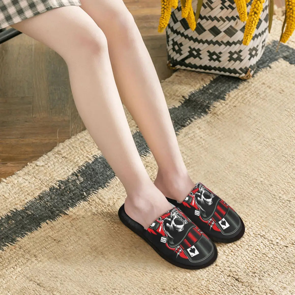 Rockabilly Skull Retro Classic Rock and Roll Slippers - Premium slippers from Lizard Vigilante - Just $23.88! Shop now at Lizard Vigilante