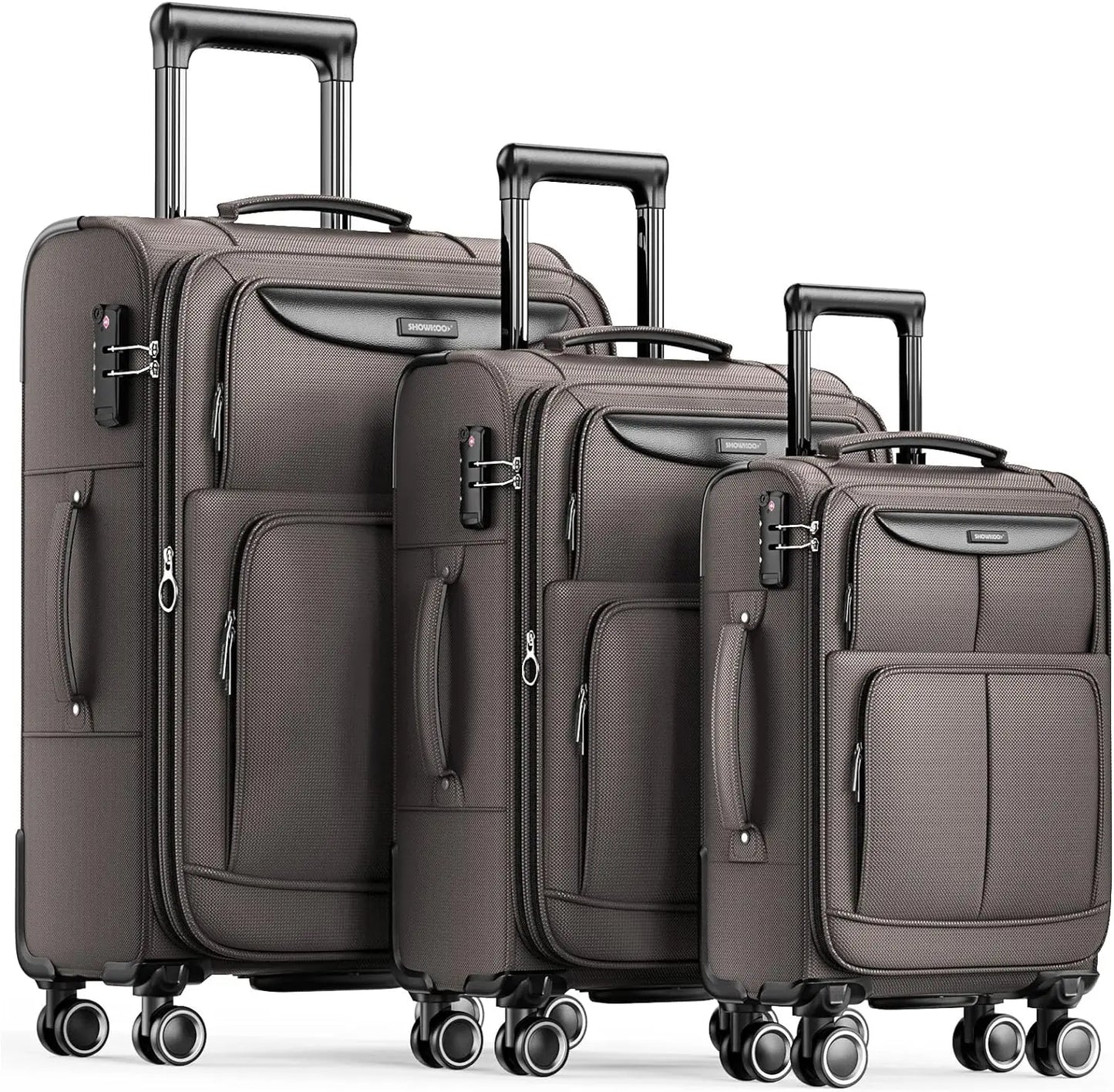 Luggage Sets 3 Piece Softside Expandable Lightweight Durable Suitcase Sets Double Spinner Wheels (20in/24in/28in) - Premium 3-Piece Luggage Set from Lizard Vigilante - Just $288.88! Shop now at Lizard Vigilante