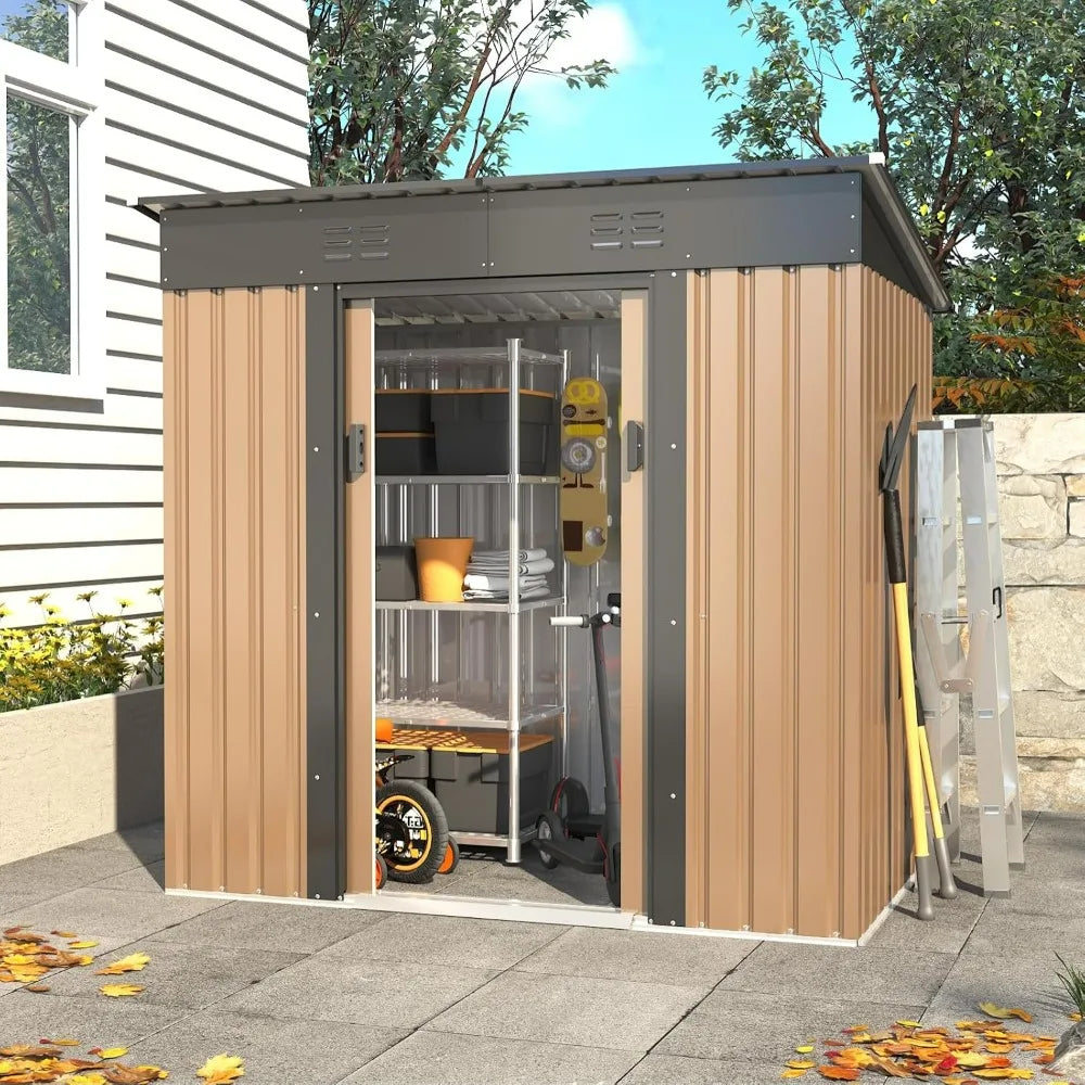 Outdoor Storage Shed 6x4 FT - Metal Garden Shed with Anti-Corrosion Steel Construction and Sloping Roof for Backyard Organization - Premium shed from Lizard Vigilante - Just $218.88! Shop now at Lizard Vigilante