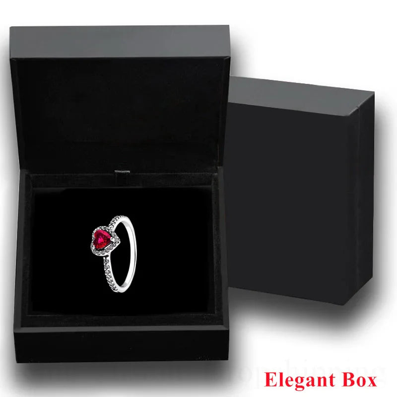 New Colored Crystal 925 Sterling Silver Ring Exquisite Women Shiny Heart Series Simple Ring Valentine's Day Gift for Lovers