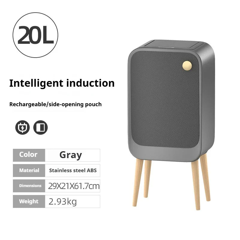 Trash Can Dispenser for Kitchen Bedroom Living Room Office With High Leg Wastebasket Automatic Sensor Smart Dustbin 20L