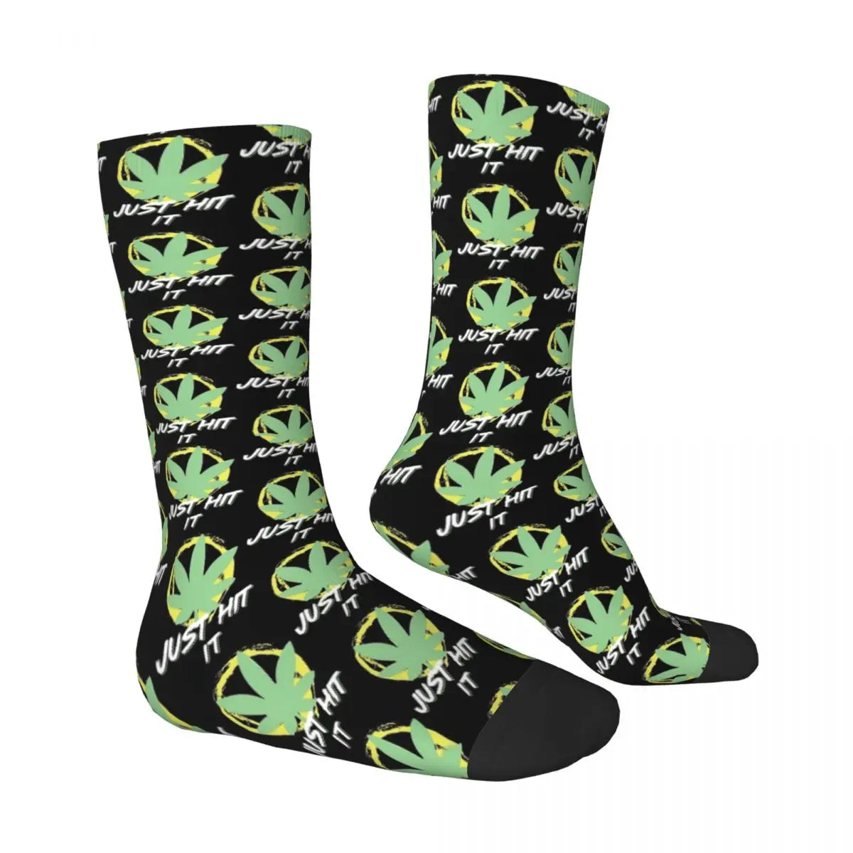 "Just Hit It" Funny Cannabis Socks | 3D Print Marijuana Leaf Mid-Calf Socks | Perfect Gift for Tokers - Premium socks from Lizard Vigilante - Just $14.88! Shop now at Lizard Vigilante