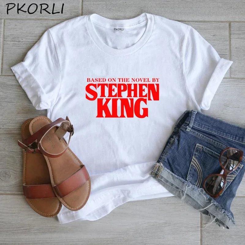 Based on A Novel By Stephen King T Shirt Women Harajuku Retro Clothing Horror T-Shirt Funny Letter Print Cotton Tee - Lizard Vigilante