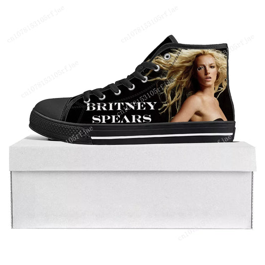 Britney Spears Custom High-Top Canvas Sneakers | Iconic Pop Star Shoes for Men, Women, and Teens - Premium sneakers from Lizard Vigilante - Just $49.88! Shop now at Lizard Vigilante