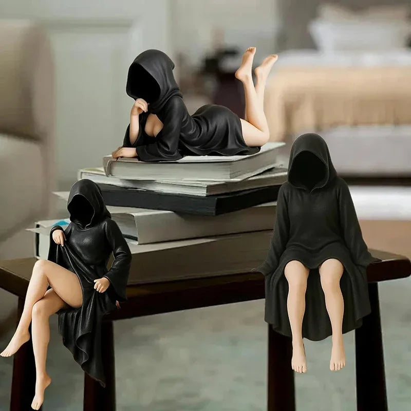 Masked Woman Statue Desk Ornament Statue of Mysterious Lady for Desktop Room Fireplace Entrance Ornaments Study Room Decoration